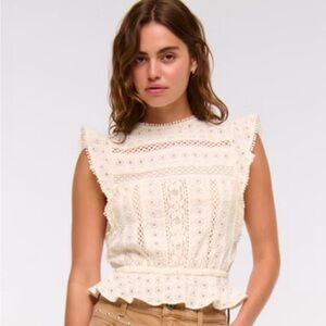 NWT Abercrombie & Fitch Angel Sleeve lace top. M